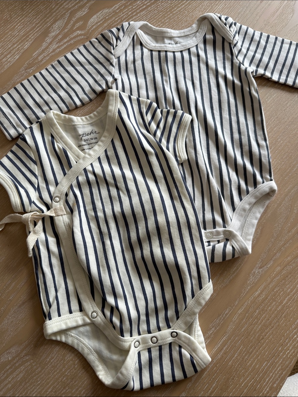 Pehr Striped Navy and Cream Baby One-Piece Bodysuits (2-Pack)